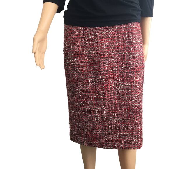 Talbots Red, Burgundy, White Lined Skirt Irregular Tweed Size 4 - Picture 1 of 7